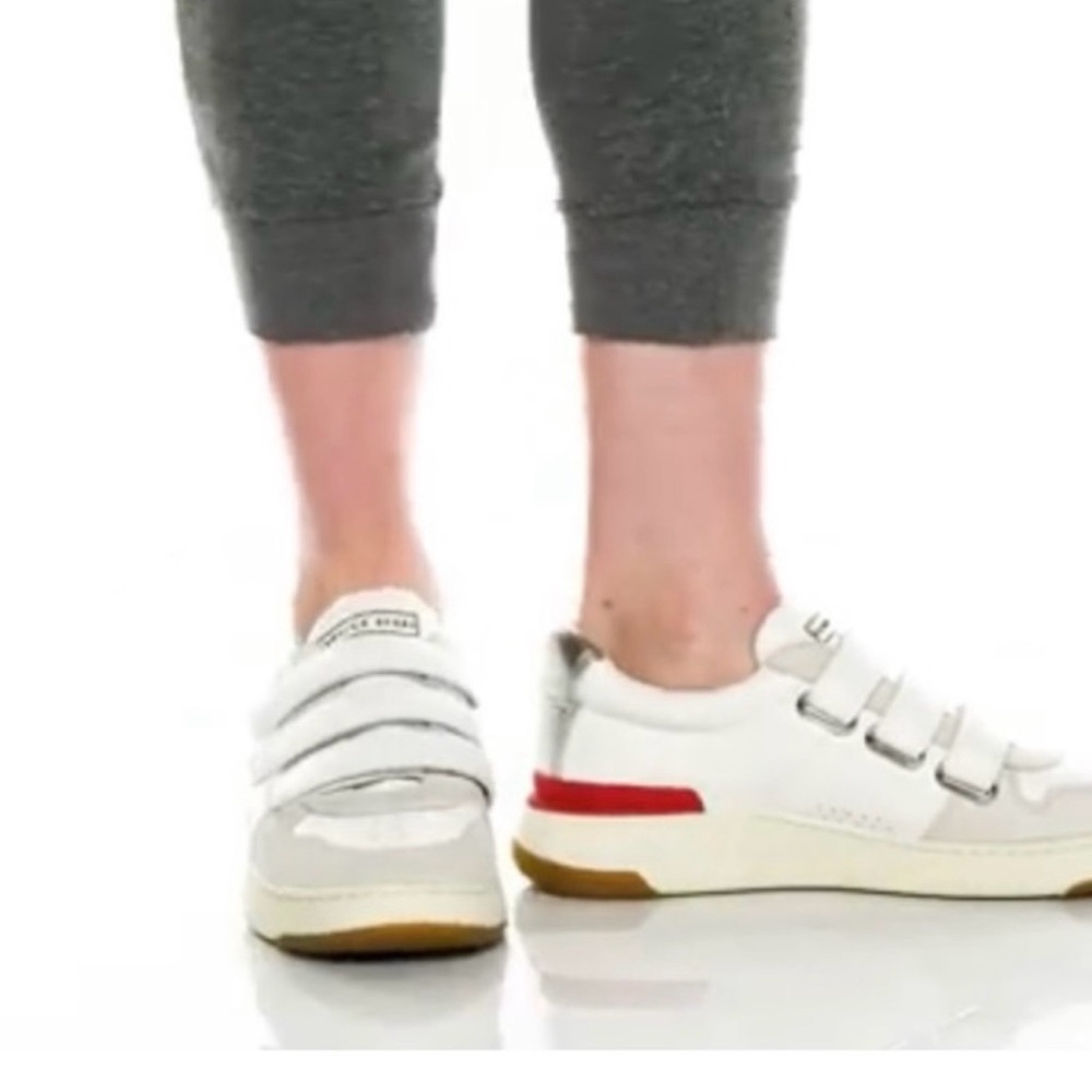 Veronica Beard White Sneakers with Red and Silver Accents - Picture 9 of 12